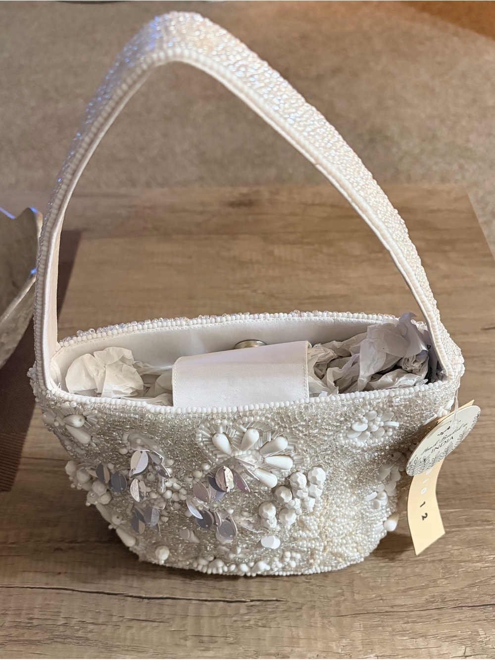 Beaded White Floral Mini Shoulder Bag